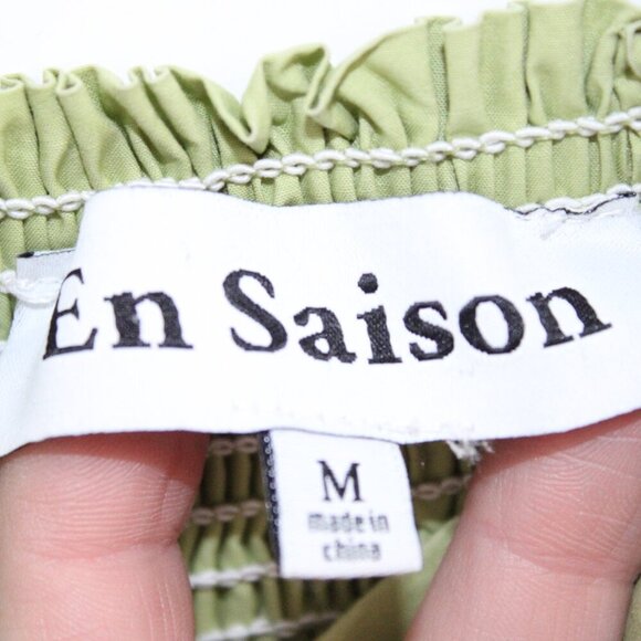 En Saison Green Babydoll Poplin Mini Dress Sweetheart Neckline Size Medium - Picture 2 of 4